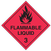 FLAMMABLE LIQUID 3 RED 100x100mm DANGEROUS GOODS LABELS ROLL 500