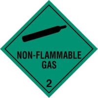 NON FLAMMABLE/TOXIC GAS 2 GREEN 100X100M DANGEROUS GOODS LABELS ROLL 1000