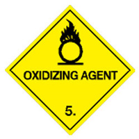 OXIDIZING AGENT 5 YELLOW 100x100MM DANGEROUS GOODS LABELS ROLL 1000