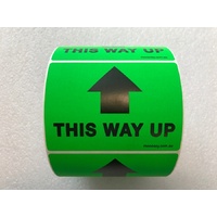 MOO LABELS THIS WAY UP FLURO GREEN 75x98mm ROLL 1000