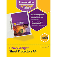 MARBIG 25100 SHEET PROTECTOR A4 HD COPY SAFE ULTRA GLASS CLEAR BOX 100