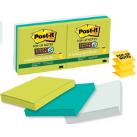 3M R330 6SST POST-IT SUPER STICKY RECYCLED POP-UP NOTES 73x73mm BORA BORA PACK 6