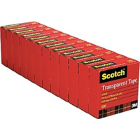 3M SCOTCH 600 TRANSPARENT TAPE 19mm x 33m PACK 12