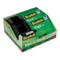 3M SCOTCH 810-K2 MAGIC TAPE+BONUS C28 BLACK DISPENSER 19mm x 25m PACK 2