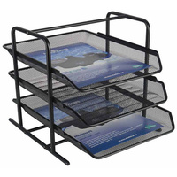 ITALPLAST I340 WIRE MESH 3 TIER DOCUMENT TRAY BLACK
