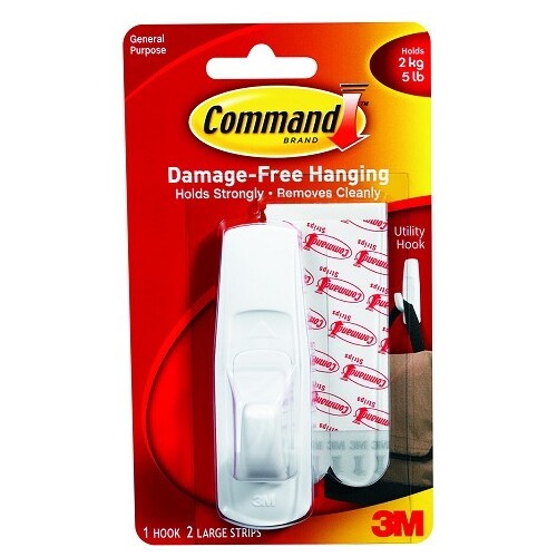 3M 17003 COMMAND ADHESIVE LARGE HOOK AND TWO STRIPS