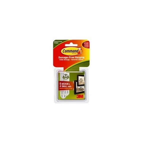 3M 17203 COMMAND PICTURE HANGING STRIPS SMALL AND MEDIUM COMBO PACK WHITE
