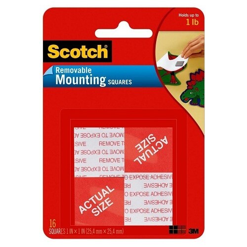 3M SCOTCH 108 REMOVABLE MOUNTING SQUARES PACK 16