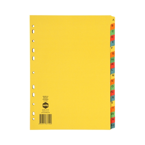 MARBIG  A-Z TAB A4 MANILLA DIVIDER BRIGHT ASSORTED