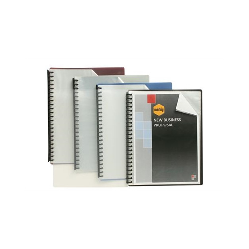 MARBIG REFILLABLE DISPLAY BOOK A4 20 POCKET BLACK WITH CLEAR FRONT