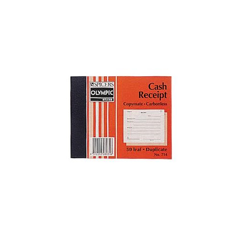 OLYMPIC 714 RECEIPT BOOK CARBONLESS DUPLICATE  200x125mm 50 LEAF