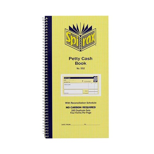 SPIRAX 552 PETTY CASH BOOK CARBONLESS DUPLICATE