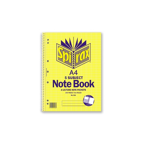 SPIRAX 596 SIDE OPENING A4 5 SUBJECT SPIRAL NOTEBOOK 250 PAGES
