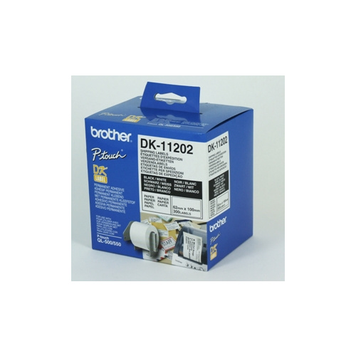 BROTHER DK-11202 SHIPPING/NAME BADGE LABELS 62x100mm WHITE ROLL 300
