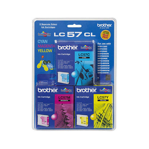 BROTHER LC-57C INKJET CARTRIDGE CMY PACK 3