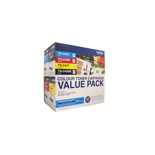 BROTHER TN240 COLOUR TONER PACK: BLACK, CYAN, YELLOW, MAGENTA PACK 4