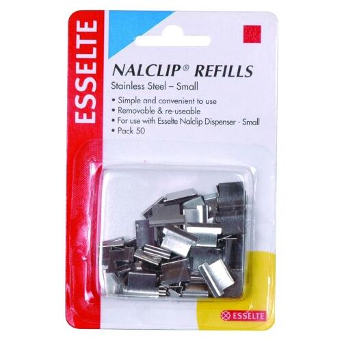 ESSELTE NALCLIP REFILLS SMALL PACK 50 SILVER
