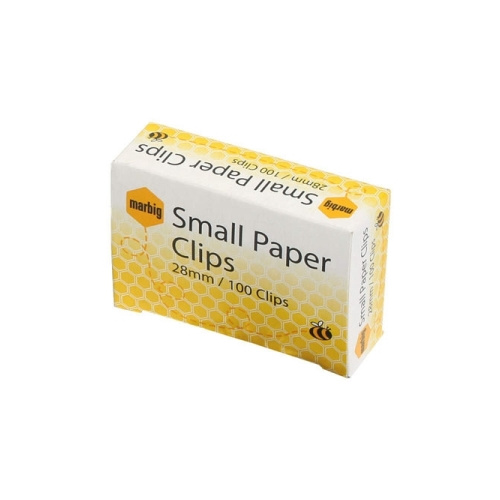 MARBIG PAPER CLIPS SMALL ROUND 28mm BOX 100