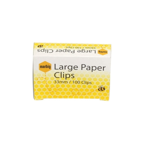 MARBIG PAPER CLIPS LARGE ROUND 33mm BOX 100