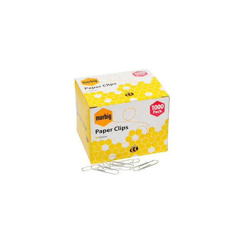 MARBIG PAPER CLIPS LARGE ROUND 33mm B1000