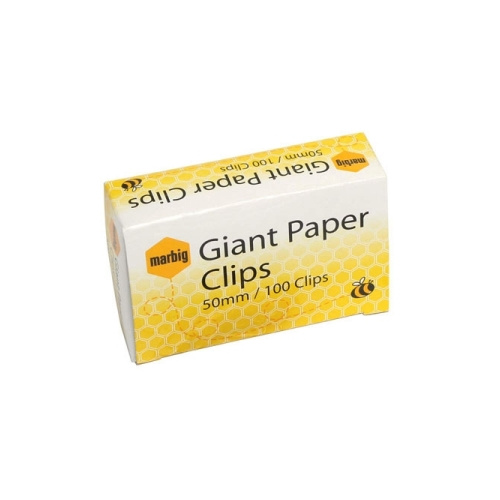 MARBIG PAPER CLIPS GIANT ROUND 50mm BOX 100