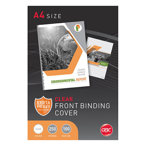 A4 CLEAR BINDING COVER HD 250um PACK 100