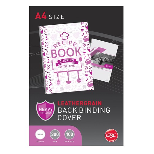 A4  BINDING COVER LEATHERGRAIN 300GSM PACK 100 WHITE