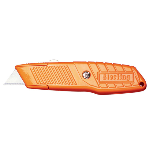 STERLING SAFETY ORANGE ULTRA GRIP METAL SELF RETRACTING CUTTER KNIFE