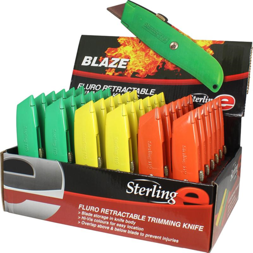 STERLING BLAZE METAL SAFETY RETRACTABLE STANLEY TYPE CUTTER KNIFE 