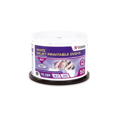 VERBATIM 95136 DVD+R 4.7GB 16X WHITE PRINTABLE PACK 50