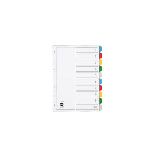 MARBIG 35020 DIVIDERS A4 10 TAB PP COLOURED