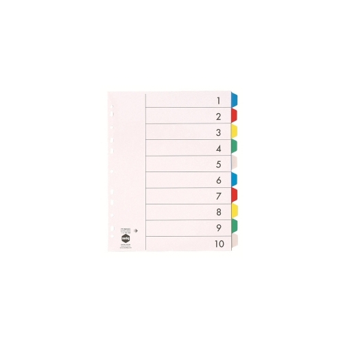 MARBIG 36200 PP DIVIDERS EXTRA WIDE A4 10 TAB MULTI COLOURED