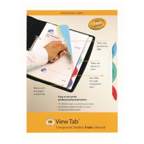 MARBIG 37835 DIVIDERS PRO SERIES VIEW TAB A4 COLOUR 5 TAB