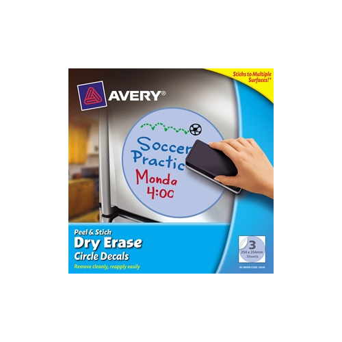 AVERY 24326 DRY ERASE DECALS CIRCLES - BLUE PACK 3