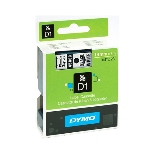 DYMO 45803 D1 LABEL TAPE 19mm x 7m BLACK ON WHITE