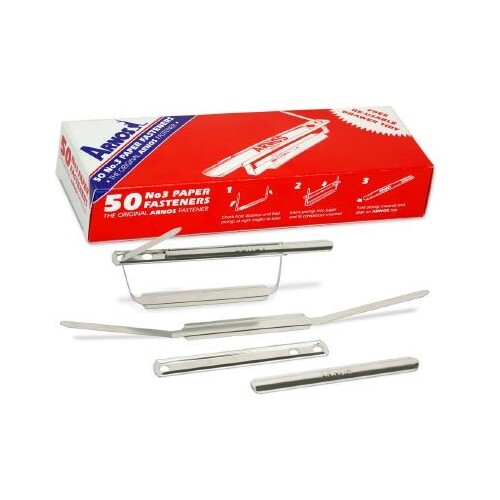 ARNOS F202 PAPER FASTENERS 3 PIECE BOX 50 