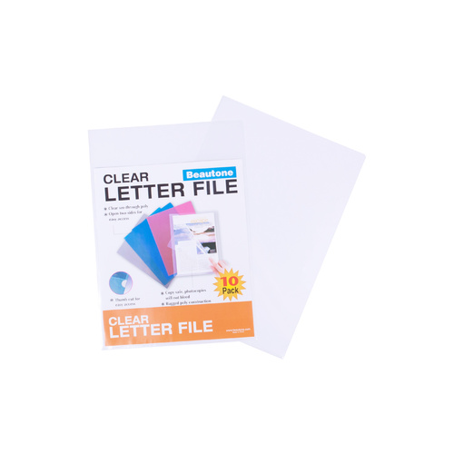 BEAUTONE 44004 ULTRA CLEAR LETTER FILES A4 CLEAR PACK 10