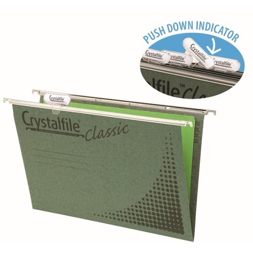 CRYSTALFILE PACK 20 A4 SUSPENSION FILES + TABS AND INSERTS GREEN 