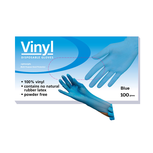DISPOSABLE BLUE VINYL GLOVES PD S B100