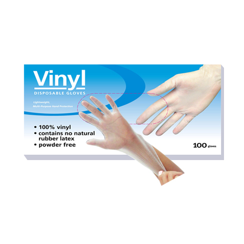 DISPOSABLE CLEAR VINYL GLOVES PF XL B100