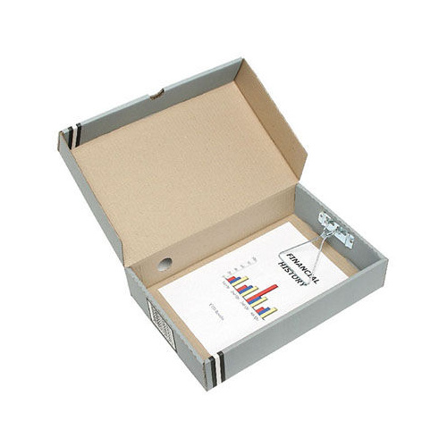 MARBIG BOX FILE FC 80mm SPRING FITTING GREY