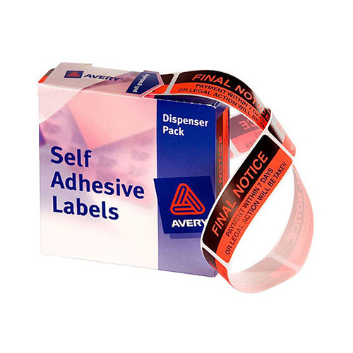 AVERY 937620 MESSAGE LABELS FINAL NOTICE 19x64mm BOX 125