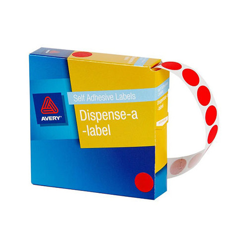 AVERY 937235 ROUND LABELS 14mm RED BOX 1050