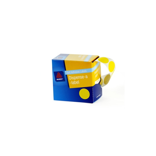 AVERY 937247 ROUND LABELS 24mm YELLOW BOX 500
