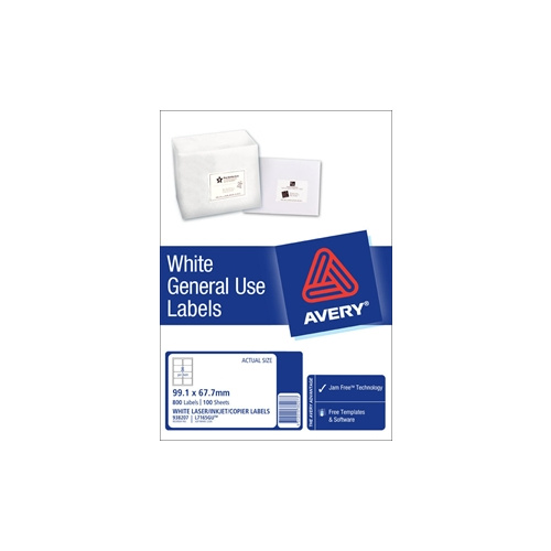 AVERY 938207 L7165GU GENERAL USE LASER INKJET COPIER LABELS 8 PER PAGE 100 SHEETS