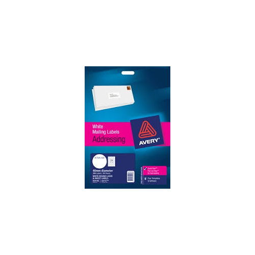 AVERY 959146 L6112 MULTI-PURPOSE LABELS 40mm ROUND WHITE PACK 240