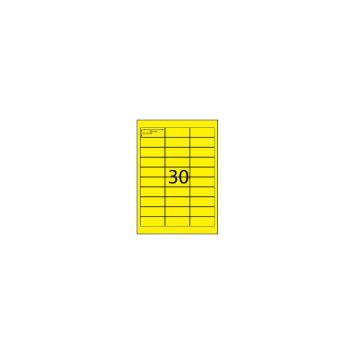 AUSSIE ECO FRIENDLY A4 LABELS 30UP FLURO YELLOW PACK 100