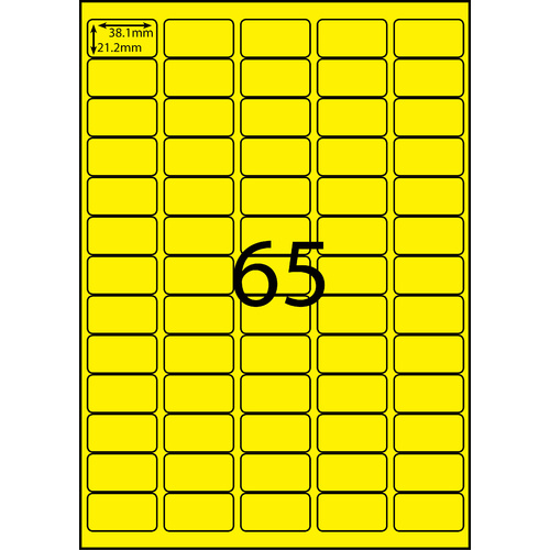 AUSSIE ECO FRIENDLY A4 LABELS 65UP FLURO YELLOW PACK 100