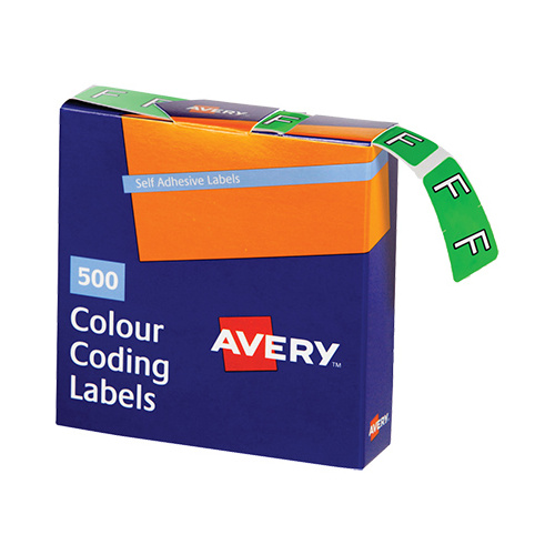 AVERY 43206 F SIDE TAB COLOUR CODING LABELS GREEN PACK 500
