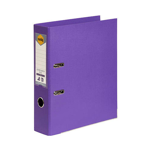 MARBIG LINEN LEVER ARCH FILE PE A4 PURPLE